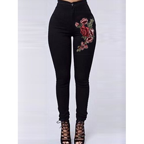

Women's Pants Trousers Jeans White Black High Waist Streetwear Chino Casual Weekend Print Stretchy Full Length Comfort Graphic S M L XL XXL / Skinny
