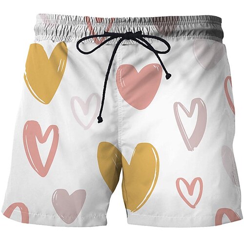 

Men's Casual Fashion Shorts Beach Shorts 3D Print Elastic Drawstring Design Knee Length Pants Daily Holiday Micro-elastic Graphic Graffiti Comfort Soft Mid Waist White Black Pink M L XL XXL 3XL