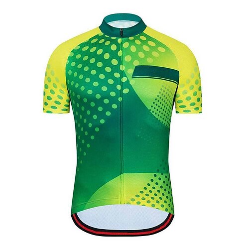 

CAWANFLY Men's Cycling Jersey Short Sleeve Bike Tee Tshirt Jersey Top with 3 Rear Pockets Road Bike Cycling Anti-Slip Sunscreen UV Resistant Cycling Green Polka Dot Polyester Sports Clothing Apparel