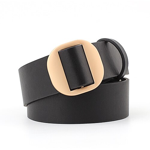 

Women's Unisex PU Buckle Belt PU Leather Sliding Buckle Plain Casual Classic Party Daily Black Brown Coffee
