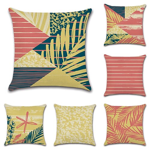 

Tropical Double Side Cushion Cover 6PC Soft Decorative Square Throw Pillow Cover Cushion Case Pillowcase for Sofa Bedroom Superior Quality Machine Washable