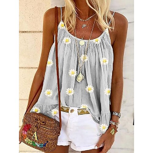 

Plus size Floral Sleeveless Casual Printed Shirts & Tops
