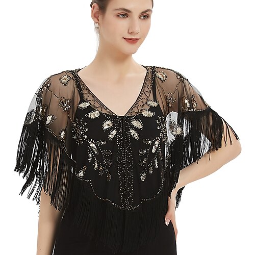 

Den store Gatsby Årgang Brølende 20'ere 1920'erne Maskerade Dame Pailletter Kvast Kostume Årgang Cosplay Fest Festival Sjal / Palliet