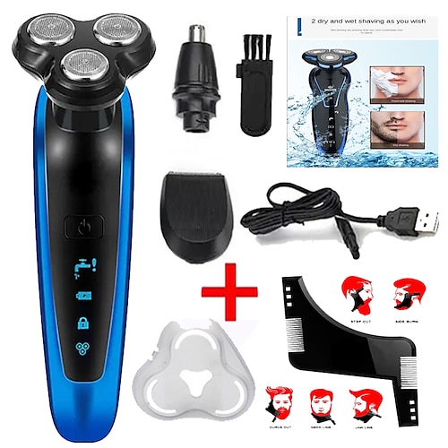 

Mens Electric Razor for Men Electric Face Shavers Rechargeable Shaving Men's Cordless Razors Waterproof Wet Dry 3 in 1 Rotary Shavers Beard Nose Mustache Trimmer USB Charging