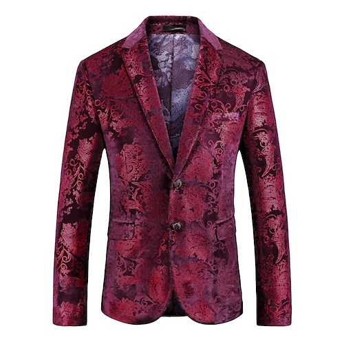 

Men's Casual Blazer Regular Regular Fit Print Red 2022 / Winter