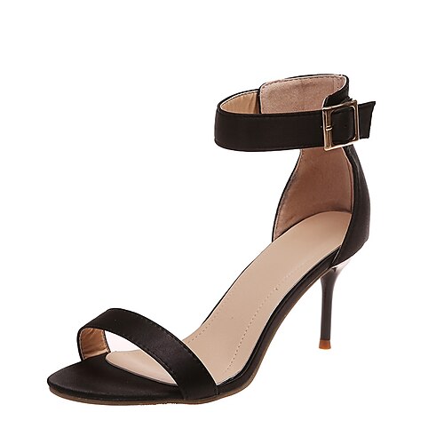 

Women's Sandals Daily Sexy Shoes Ankle Strap Sandals Summer Buckle Stiletto Heel Ankle Strap Heel Peep Toe Minimalism PU Leather Buckle Solid Colored Black Green Red