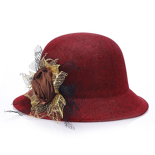 

Hats Flax Bucket Hat Party / Evening Holiday Simple With Flower Headpiece Headwear