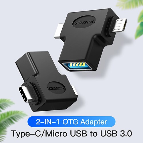 

Vention OTG Adapter 2-in-1 Micro USB Type C Male to USB 3.0 female for Samsung Galaxy Macbook USB C OTG Adapter Converter