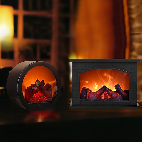 

Simulation Fireplace Modeling Night Light USB Rechargeable Creative Lamp Charcoal Flame Style