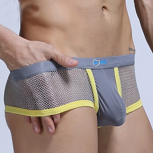 

Men's Briefs 1 PC Underwear Classic Comfort Mesh Basic Pure Color Low Waist Comfort Soft Green Black Blue M L XL