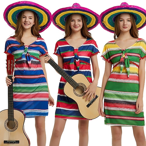 

messicano Stile Carnevale di Venezia Vestito tradizionale Per adulto Per donna Cosplay Abito vintage Cinco de Mayo Festa dell'Indipendenza del Messico Giorno dei Morti Carnevale Mascherata Festa