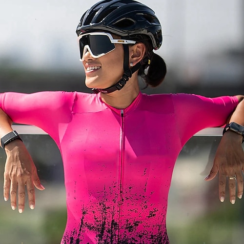 

21Grams Mujer Maillot de Ciclismo Manga Corta Bicicleta Camiseta con 3 bolsillos traseros MTB Bicicleta Montaña Ciclismo Carretera Transpirable Secado rápido Dispersor de humedad Bandas Reflectantes