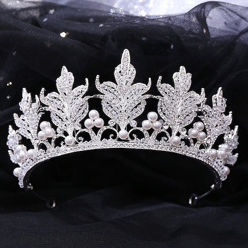 

Crown Tiaras Alloy Wedding Special Occasion Bridal With Imitation Pearl Headpiece Headwear