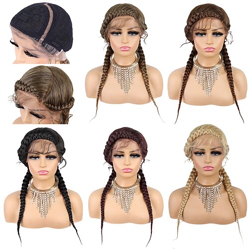 

Synthetic Lace Wig Box Braids Style 26 inch Blonde with Baby Hair 13x4 Lace Front Wig Women's Wig Dark Wine Strawberry Blonde / Light Blonde Black / Strawberry Blonde / Party Evening / Daily Wear