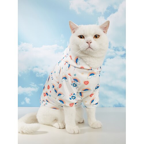 

Dog Cat Sweatshirt Rainbow Stylish Casual / Sporty Casual / Daily Dog Clothes Puppy Clothes Dog Outfits Soft White / White Costume for Girl and Boy Dog Polyster XS S M L XL