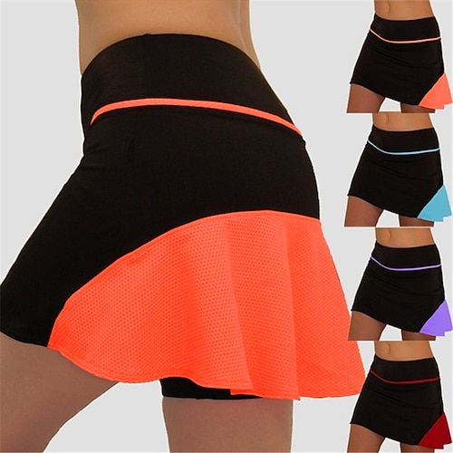 

Women's Tennis Skirts Yoga Shorts Yoga Skirt 2 in 1 Patchwork Tummy Control Butt Lift Quick Dry High Waist Yoga Fitness Gym Workout Skort Bottoms Color Block Purple Rosy Pink Burgundy Sports / Skinny