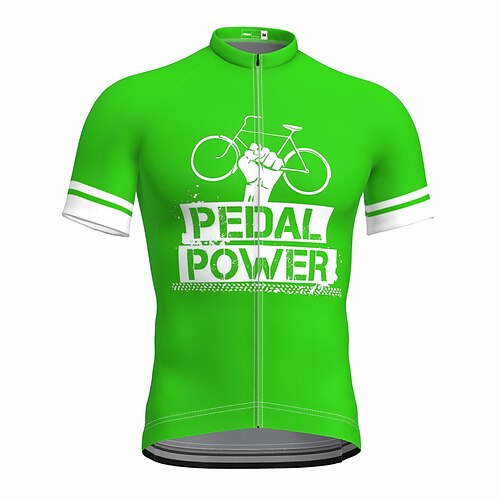 

21Grams Men's Cycling Jersey Short Sleeve Bike Top with 3 Rear Pockets Mountain Bike MTB Road Bike Cycling Breathable Quick Dry Moisture Wicking Reflective Strips Green Graphic Polyester Spandex