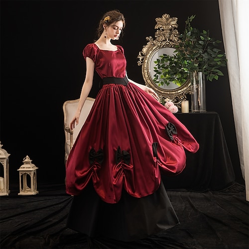 

Princess Shakespeare Gothic Vintage Inspired Medieval 19th Century Dress Party Costume Prom Dress Women's Costume Vintage Cosplay Party Evening Party Masquerade 3/4-Length Sleeve Ball Gown Dress