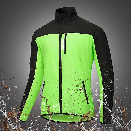 

WOSAWE Men's Windbreaker Cycling Jacket Rain Jacket Windproof Cycling Breathable Reflective Strips Bike Jacket Tracksuit Mountain Bike MTB Road Bike Cycling City Bike Cycling Green Bike Wear / Jersey
