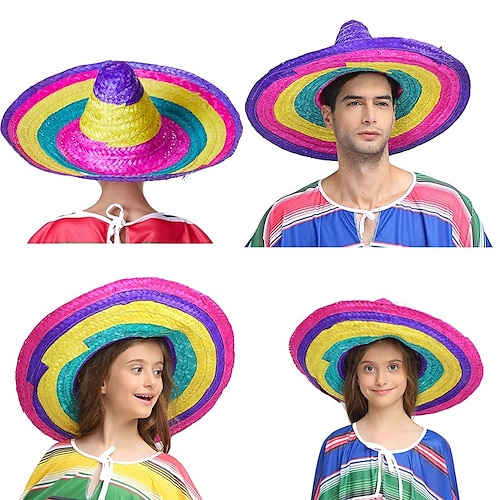 

Meksikansk Maskerade Sombrero lue Voksne Herre Cosplay Cinco de Mayo Mexicos uavhengighetsdag De dødes dag Karneval Maskerade Mexicos uavhengighetsdag Festival / høytid Grønn / Lilla / Gul Herre Dame