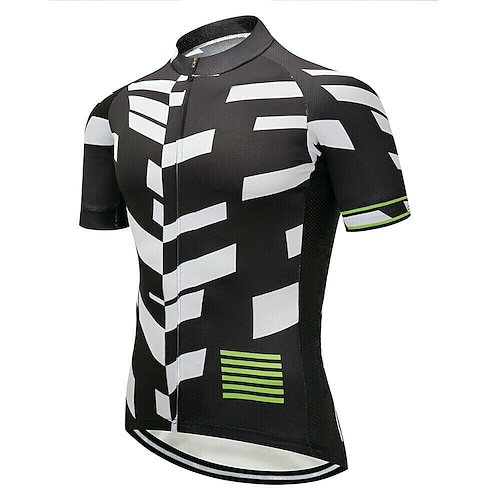 

CAWANFLY Men's Cycling Jersey Short Sleeve Bike Tee Tshirt Jersey Top with 3 Rear Pockets Road Bike Cycling Anti-Slip Sunscreen UV Resistant Cycling White Black Stripes Polyester Sports Clothing
