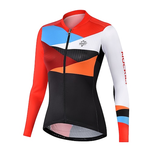 

Nuckily Women's Cycling Jersey Long Sleeve Bike Top with 3 Rear Pockets Mountain Bike MTB Road Bike Cycling Breathable Quick Dry Moisture Wicking Reflective Strips Red Polyester Spandex Sports