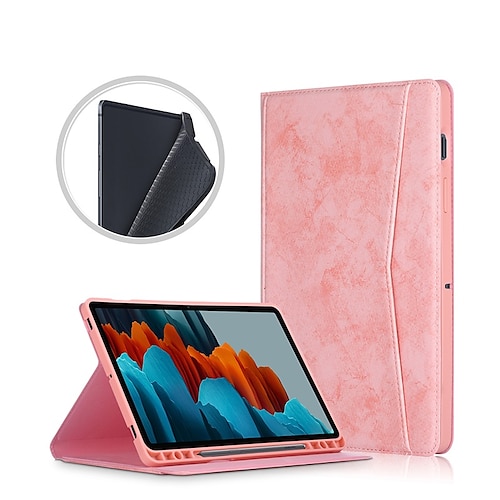 

Tablet Case Cover For Samsung Galaxy Tab S8 Plus S8 Pencil Holder with Stand Shockproof Solid Colored Canvas