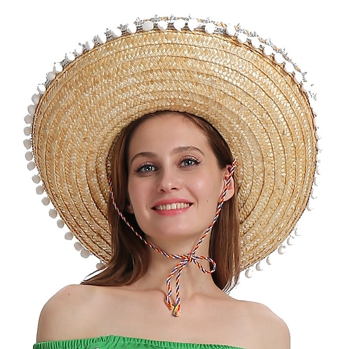 

Mexican Masquerade Sombrero Hat Adults' Men's Cosplay Cinco de Mayo Mexico Independence Day Day of the Dead Carnival Masquerade Mexico's Independence Day Festival / Holiday Beige Men's Women's Easy