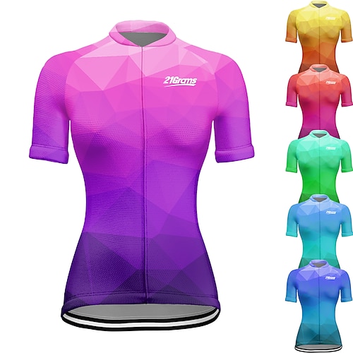 

21Grams Women's Cycling Jersey Short Sleeve Bike Top with 3 Rear Pockets Mountain Bike MTB Road Bike Cycling Breathable Quick Dry Moisture Wicking Reflective Strips Purple Sky Blue Red Polyester