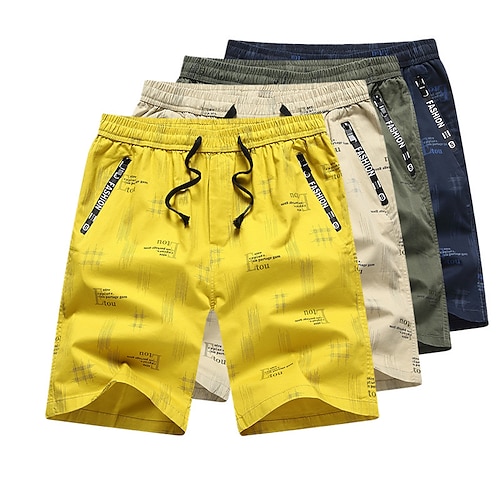 

Men's Workout Sports Shorts Elastic Waist Multiple Pockets Short Pants Going out Work Inelastic Landscape Breathable Soft Mid Waist ArmyGreen Blue Khaki Yellow XL XXL 3XL 4XL 5XL