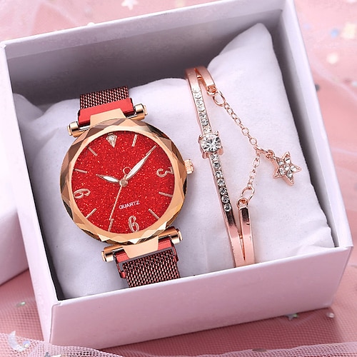 

SK Quartz Watch for Women Analog Quartz Stylish Glitter Luxury Sparkle Fashion Creative Stainless Steel Stainless Steel Creative