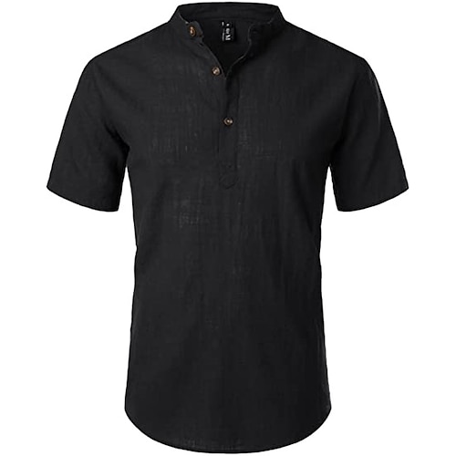 

Men's Dress Shirt Solid Colored Stand Collar Blue Khaki Navy Blue White Black Outdoor Street Short Sleeve Button-Down Clothing Apparel Fashion Casual Breathable Comfortable / Summer / Spring / Summer