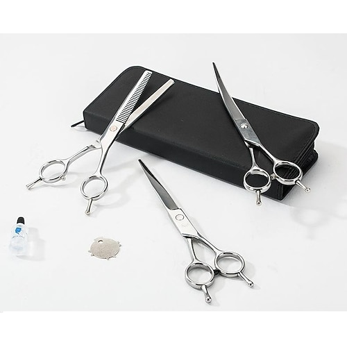 

Pet Grooming Shears Cat Trimming Tool Dog Professional Hair Beauty Tool 7 Inch Scissors Curved Shear Straight Shear Set