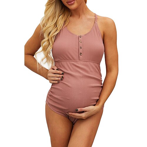 

Women's One Piece Swimsuit Maternity Swimsuit Bodysuit Bathing Suit Breathable Quick Dry Lightweight Sleeveless Swimming Surfing Beach Water Sports Solid Colored Summer