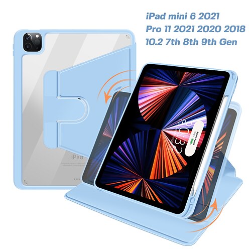 

Tablet Case Cover For iPad Mini 6 Case for iPad Pro 5th 4th 3rd Case 2021 iPad Air 5th 2022 4th 2020 for iPad 360 Degree Rotation with Pencil Holder