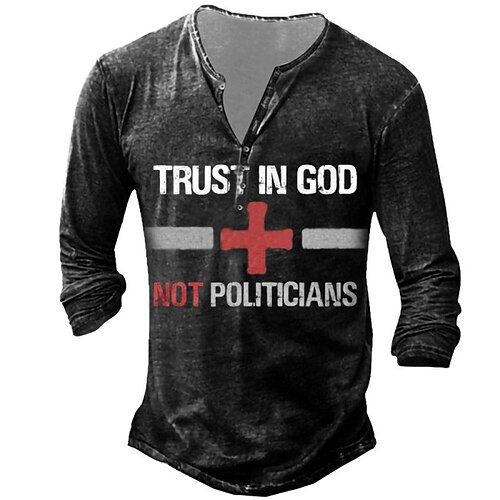 

Men's Unisex T shirt Tee Henley Shirt Letter Graphic Prints Henley Black 3D Print Outdoor Street Long Sleeve Button-Down Print Clothing Apparel Basic Sports Fashion Designer / Summer / Spring
