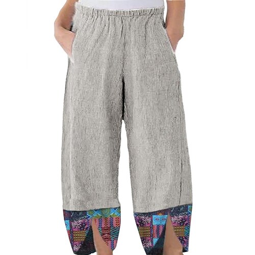 

Women's Plus Size Pants Patchwork Color Block Casual Casual Daily Natural Full Length Fall Spring Green Black Blue L XL XXL 3XL 4XL