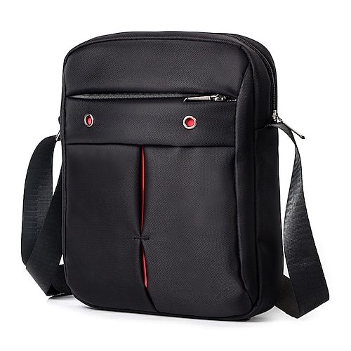 

Men's Crossbody Bag Oxford Cloth Zipper Solid Color Daily Going out Black Dark Gray