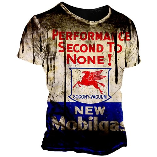 

Men's Unisex T shirt 3D Print Color Block Graphic Prints Horse Crew Neck Street Daily Print Short Sleeve Tops Casual Vintage Designer Big and Tall Khaki