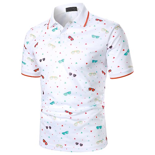 

Homme Chemise POLO T Shirt golf T shirt Tee Chemise décontractée Vacances Lunettes Col Classique Blanche Print Extérieur Casual Manche Courte Bloc de couleur Bouton bas Vêtement Tenue Mode Blocs de