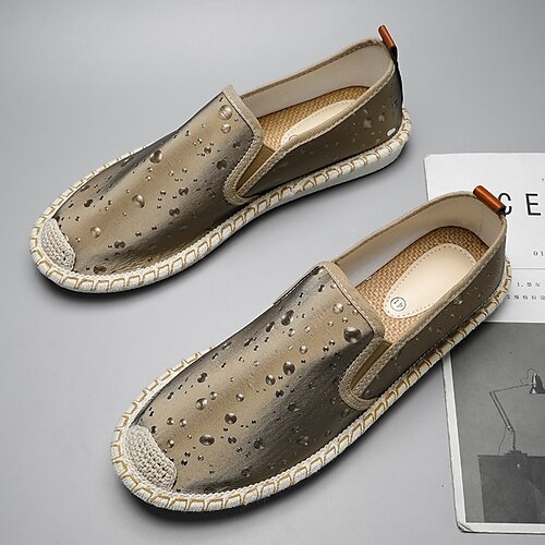 

Men's Loafers & Slip-Ons Comfort Loafers Cloth Loafers Casual Athletic Walking Shoes PU Black Khaki Gray Summer