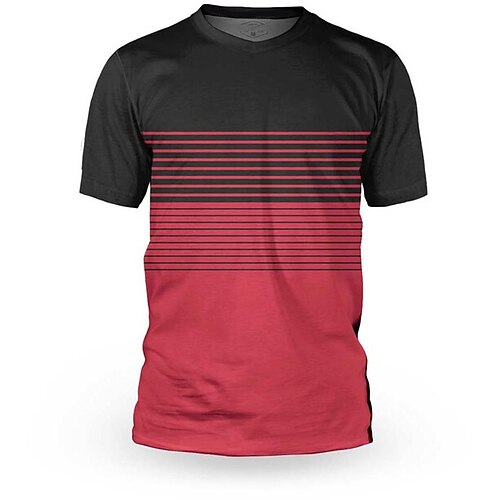 

21Grams Men's Downhill Jersey Short Sleeve Mountain Bike MTB Road Bike Cycling Dark Grey Grey Red Stripes Bike Breathable Quick Dry Moisture Wicking Polyester Spandex Sports Stripes Clothing Apparel