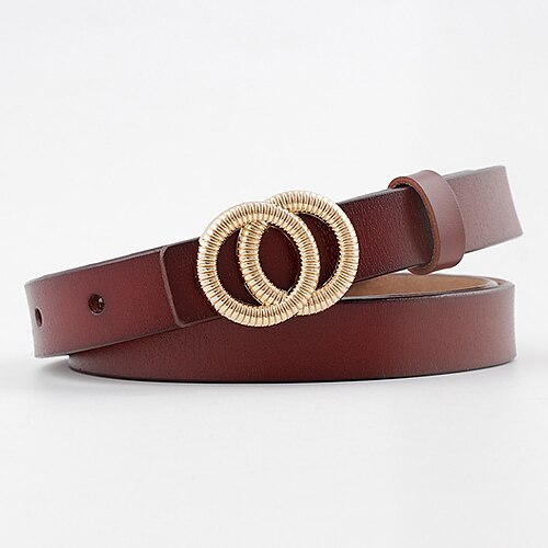 

Women's Unisex Leather Belt Cowhide O-ring Buckle O-ring Casual Classic Party Daily Black Red Brown Coffee