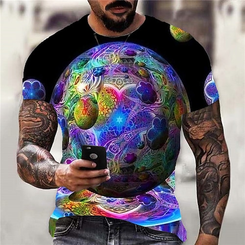 

Men's Unisex T shirt 3D Print Galaxy Graphic Prints Crew Neck Street Daily Print Short Sleeve Tops Casual Designer Big and Tall Sports Blue