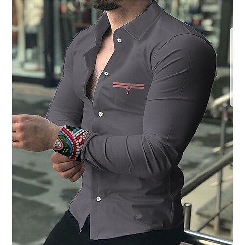 

Men's Tuxedo Shirts Prom Shirt Paisley Turndown Purple Pink Navy Blue Gray Print Party Outdoor Long Sleeve Button-Down Print Clothing Apparel Fashion Breathable Comfortable / Summer / Spring / Summer