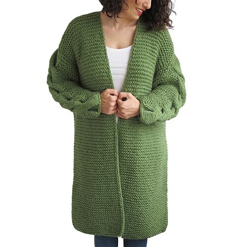 

Women's Cardigan Sweater Jumper Chunky Knit Knitted Pure Color Open Front Stylish Casual Outdoor Daily Spring Summer Green Blue S M L / Long Sleeve / Holiday / Regular Fit / Going out