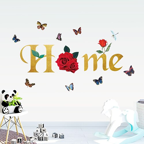 

Love Home Butterfly Rose Chrysanthemums Remove Decorative Background From Childrens Room Kindergarten Playground