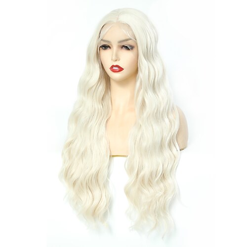 

syntetiske blonder parykk body wave stil 16-26 tommer blond midtdel 132,5 blonder front parykk all parykk platina blond