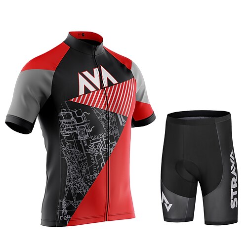 

CAWANFLY Men's Cycling Jersey with Shorts Short Sleeve Mountain Bike MTB Road Bike Cycling Black Red Bike Padded Shorts / Chamois Clothing Suit UV Resistant 3D Pad Anatomic Design Ultraviolet / Lycra