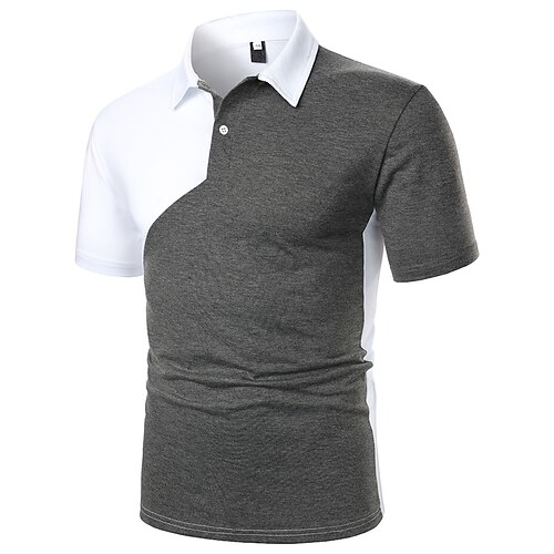 

Men's Collar Polo Shirt T shirt Tee Shirt Golf Shirt Dress Shirt Color Block Holiday Geometry Classic Collar Gray Outdoor Casual Short Sleeve Color Block Button-Down Clothing Apparel Fashion Color
